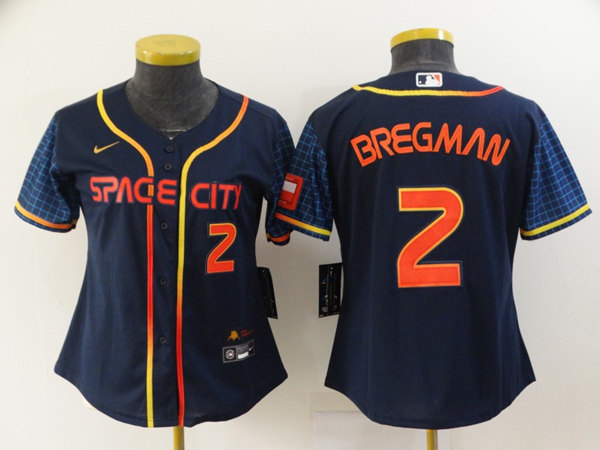Women's Houston Astros #2 Alex Bregman 2022 Navy City Connect Flex Base Stitched Jersey(Run Small)
